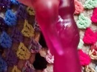 Close up fucking pussy with rabbit vibrator, tattooed little person, POV