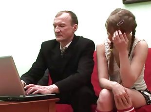 Super cute teen student with pigtails fucked by her teacher