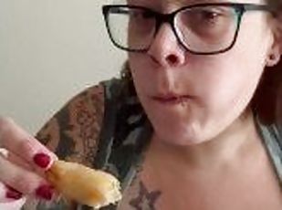 BBW stepmom MILF foodie eats food with tits out your POV