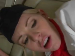 Milfs cfnm stewardess cum on her face in the form of