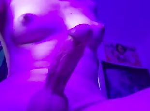 Trans girl stroking her cock