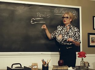 teta-grande, óculos, masturbação, professor, mulher-madura, estrela-porno, natural, sozinho, mini-saia