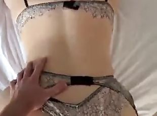 Chubby blonde PAWG and her incredible natural big tits - POV