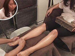 asiático, massagem, pés, fetiche