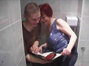 Mature redhead nailed in her bathroom