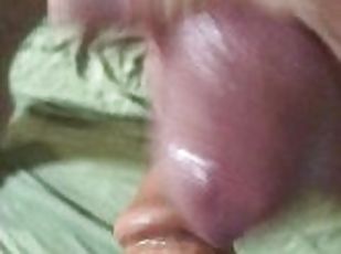 Husband jerking off with my dildo