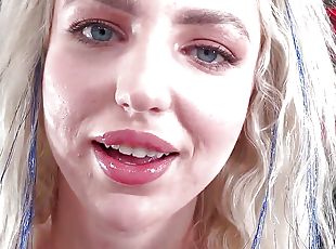 HJ cheerleader babe wanking POV cock and talking dirty