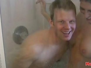 mandi, payudara-besar, posisi-seks-doggy-style, gambarvideo-porno-secara-eksplisit-dan-intens, pasangan, bersetubuh, mandi-shower