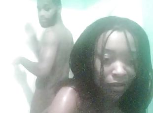 Homemade blowjob in the shower for a black dude