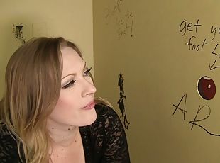 Hardcore blowjob in a toilet for this amazing bombshell