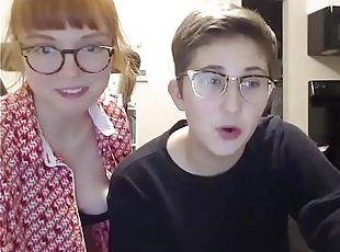 óculos, cona-pussy, lésbicas, adolescente, brinquedo, natural, webcam, incrível, nerd
