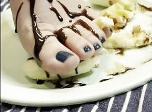 amaterski, stopala-feet, prljavo, fetiš, sami, banana, dosadni, prsti