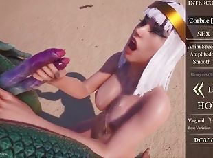 Futanari hentai fucked hard by double cock monster - wild gameplay