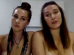 chatte-pussy, lesbienne, baisers, brunette, jambes