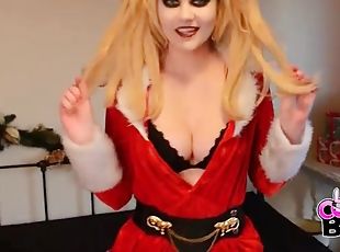 Christmas beauty in heavy makeup fucked doggystyle