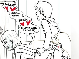 Friends do anal sex until they are satisfied, I cum inside them - comic