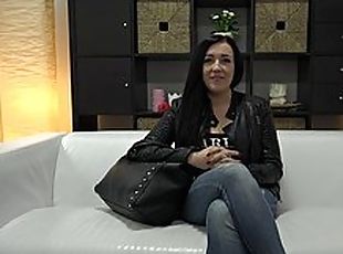 Brunette Czech babe masturbates and toys herself on casting couch