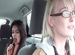 Beauty flashes tits and asshole in the car