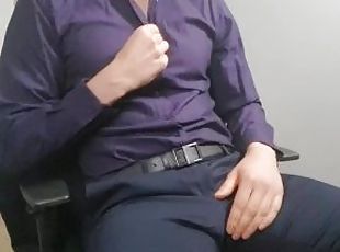 Suited guy strips and masturbates at the office - WhyteWulf