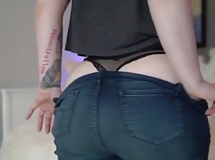 rumpe-booty, stripping, rumpe-butt, alene, jeans, erting