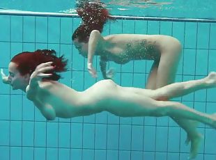 Hot ass lesbian swimming lovely with her babe in pool