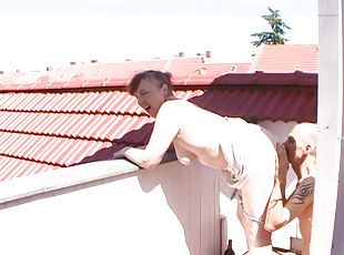 German chubby mature Milf try Public Sex on Roof