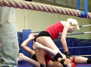Backstage Vid Of Amazing Catfight with Blonde & Brunette Babes