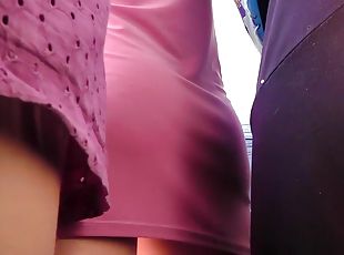 Public upskirt video is filmed in the middle of the bus ride