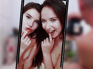 Teenagers suck the same dick and fuck in flawless trio