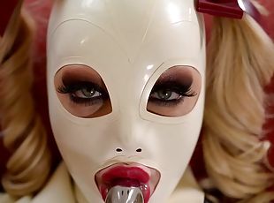 Latex Wonderland - Sex Goddess Sucks Vibrator in Full Attire - PornWorld