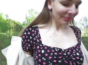 POV outdoors video of hot ass Arina Shy getting fucked in doggy