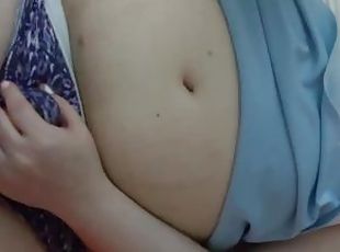 trans girl rubbing her cock through panties