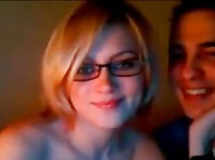 óculos, chupanços, hardcore, casal, webcam