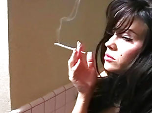 uhođenje, prirodno, savršeni, fetiš, sami, pušenje-smoking, brinete