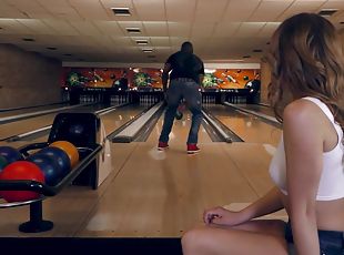 Amazing interracial foursome while bowling - Anina and Diya Dior