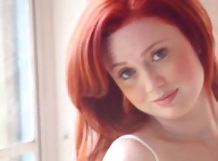 Charming redhead hottie Molly Shaw demonstrates her body for the cam