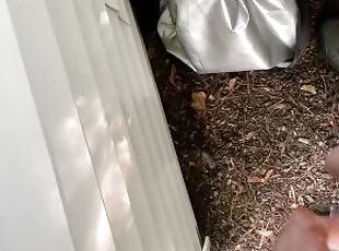 My neighbor is home early So i Couldnt Fuck his Wife! So i pissed on his Shed instead????Almost Caught