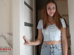 Stepsister sucks well, cum on her tits while her parents aren't home! Bella C...