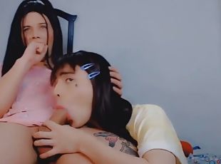 Tranny lets her friend lick and suck dick cam man, cam man