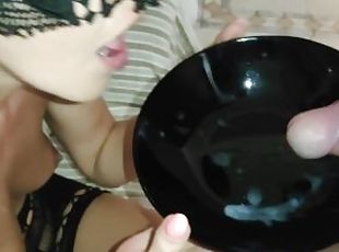 My friend gives sperm breafast to my hot wife