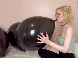 Blowing up Three 18 inch Black Balloons then Popping them!