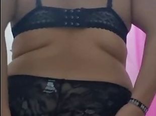 My stepmoms slut models her lingerie for me and masturbates until she squirts