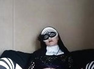 masturbation, chatte-pussy, amateur, gode, nonne, goth, humide, halloween