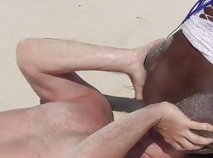 Ebony pearl ass worship and facesitting on beach